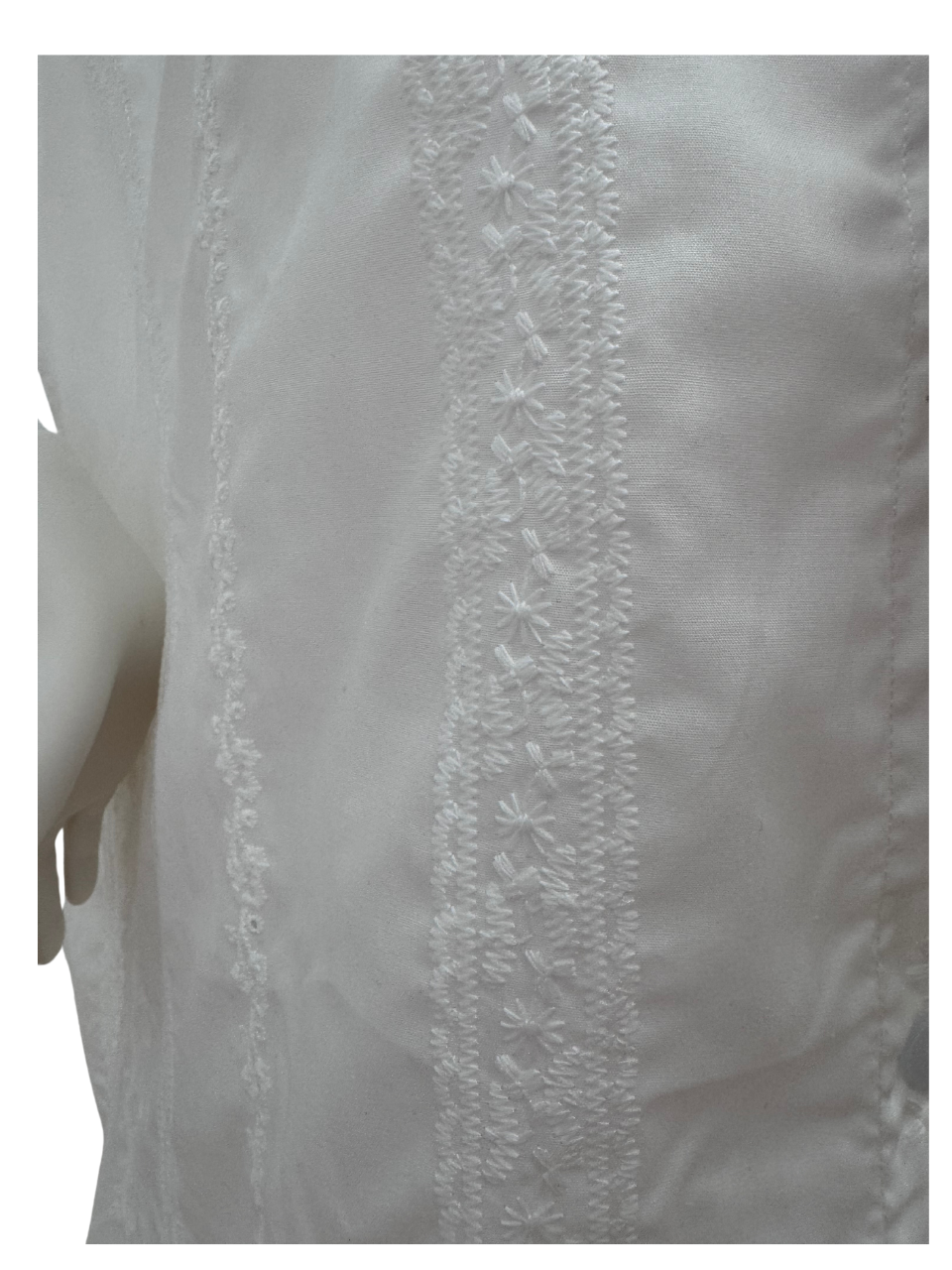 White Vertical Embroidered Long Swimsuit Cover Up