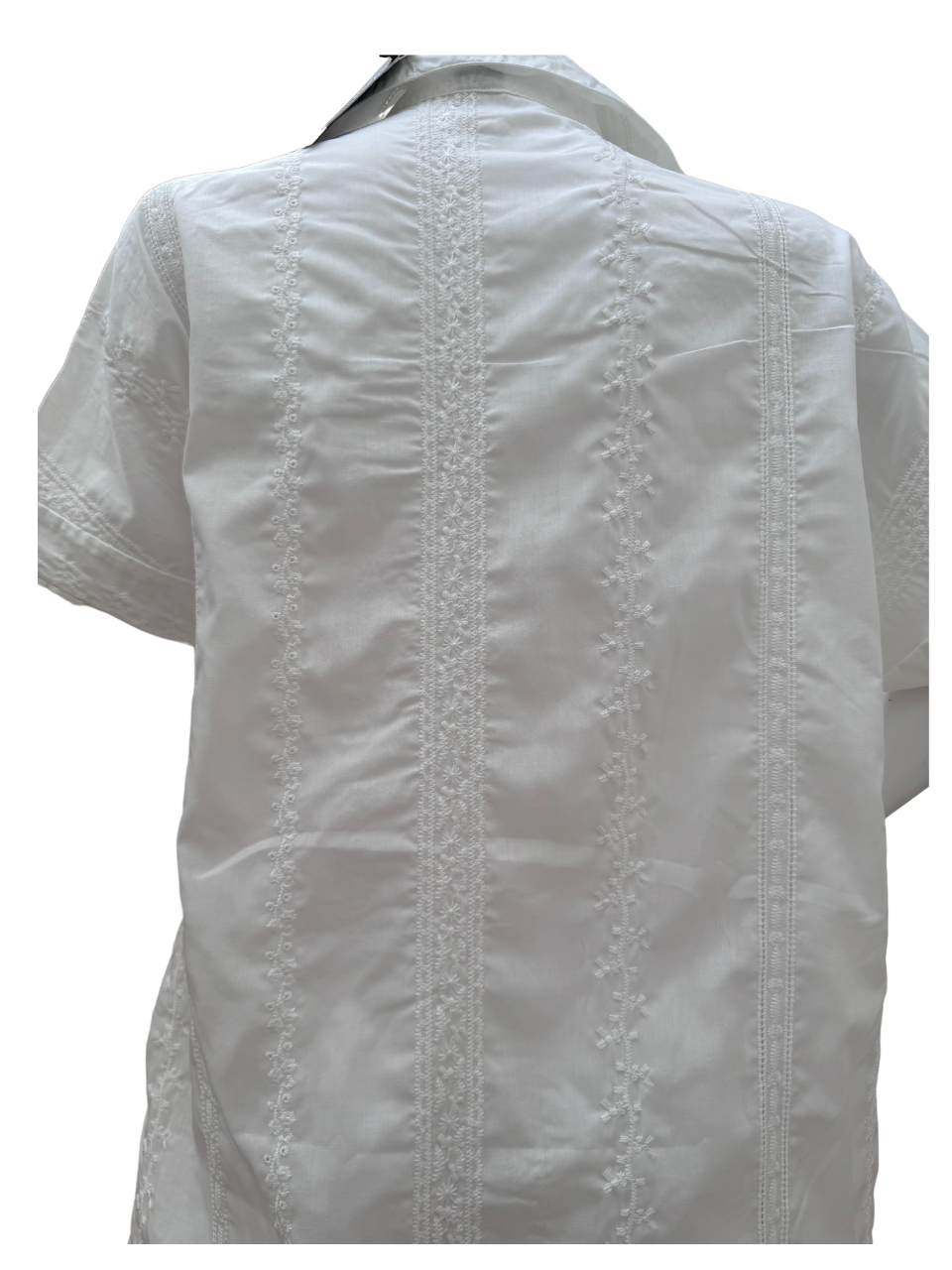 White Vertical Embroidered Long Swimsuit Cover Up