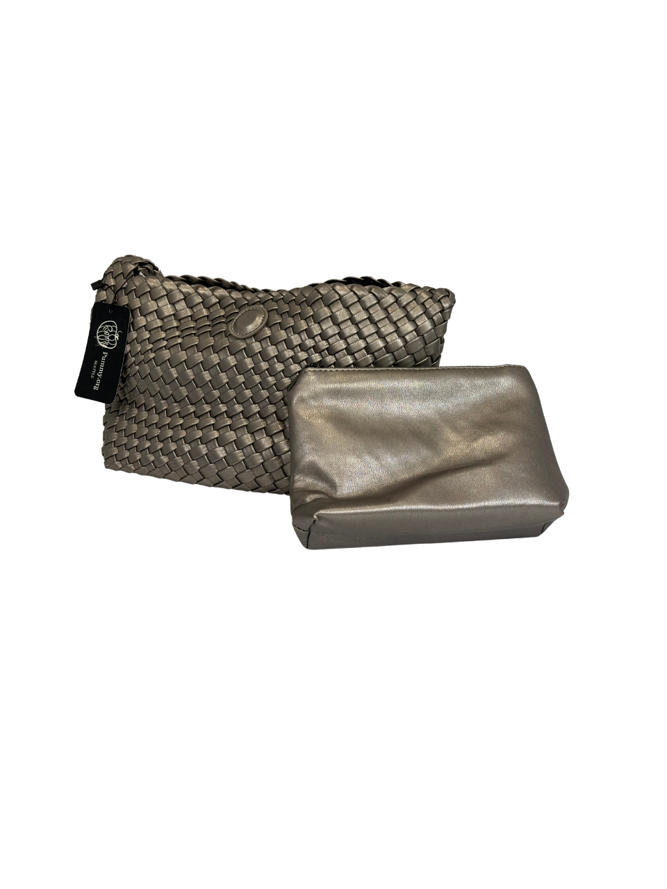 Vegan Leather Woven Bag with Matching Catch-All Purse