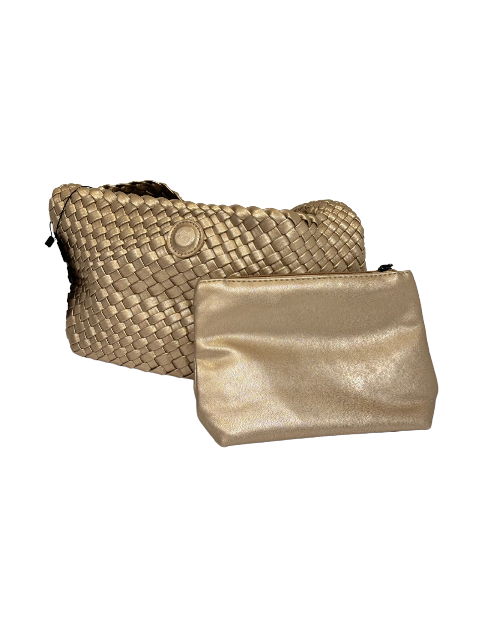 Vegan Leather Woven Bag with Matching Catch-All Purse