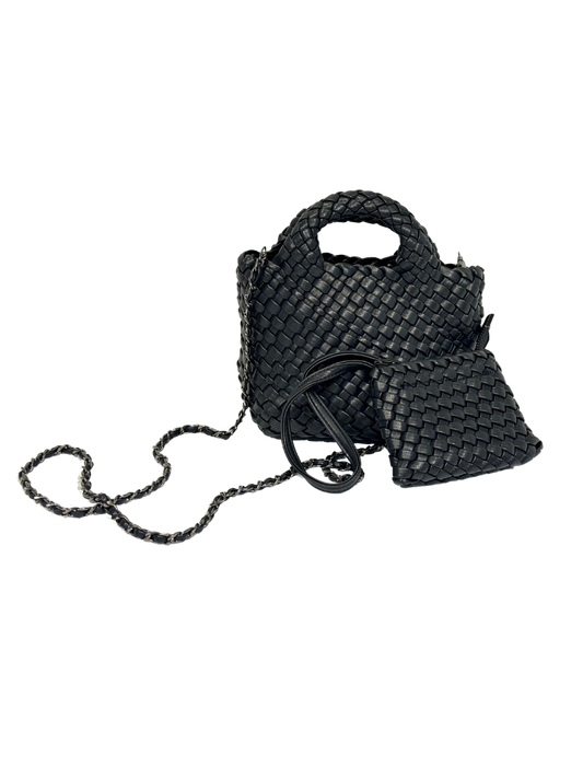 Vegan Leather Woven Bag with Matching Catch-All Purse