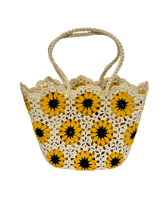 Sunflower Raffia Carry-All Bag